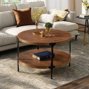 Tables basses en bois massif écologiques, nouveau design, structure en métal noir, ensemble de meubles de salon modernes et luxueux - Product Image 4