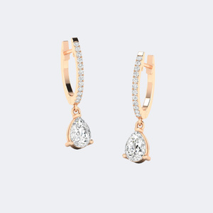 Boucles d'oreilles pendantes Huggie linéaires avec diamants en forme de poire et de diamants ronds, 1,20 CTW - Product Image 6