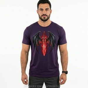 T-shirt graphique en coton personnalisé pour homme, imprimé chauve-souris noir, style gothique vintage, sérigraphie de haute qualité, manches courtes, streetwear pour homme - Product Image 3