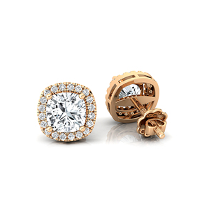 Boucles d'oreilles clous en or 14K 18K avec diamant de laboratoire taille coussin de 2,00 carats et halo de diamants d'appoint 40 D VVS1, certifiées IGI, pour femme - Product Image 5