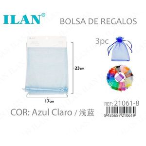 Sacchetti regalo in organza Ilan 17x23 cm azzurro 3 pezzi per regali - Product Image 3