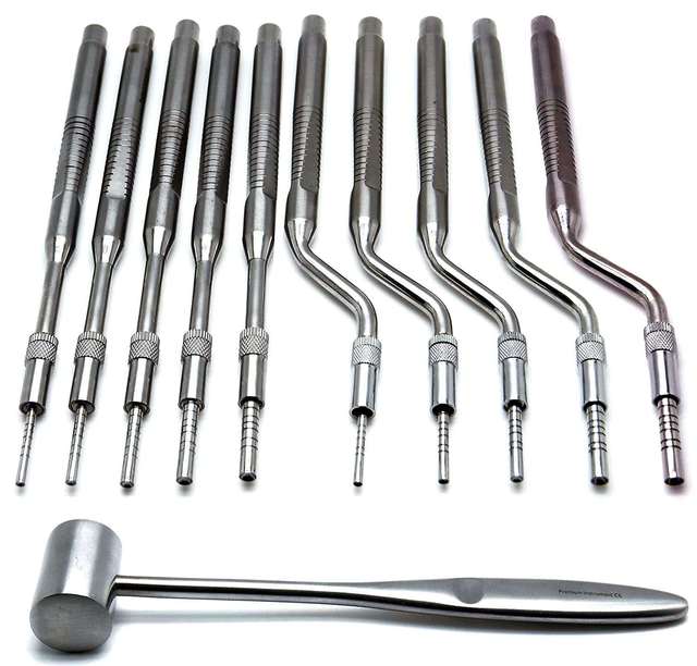 10 Pcs Dental Surgical Osteotomes Bone Spreading Adjustable Screw Concave Tip High Quality Stainless Steel By Dentavex