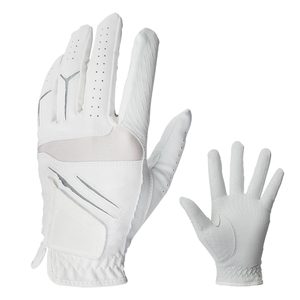 White Genuine Leather Golf <b>Glove</b> Right Hand Non Slip Breathable Moisture Wicking Full Finger Unisex <b>Sports</b> <b>Glove</b> - Product Image 1