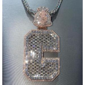 Pendentif personnalisé lettre « G » en moissanite, collier hip-hop plaqué or, bijoux rappeur bling-bling, cadeau - Product Image 3