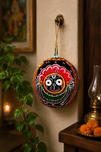 Décoration Murale Artisanale Lord Jagannath en Coque de Noix de Coco, Art Traditionnel de l'Odisha, Design Art Déco, pour Porte ou Salon - Product Image 3