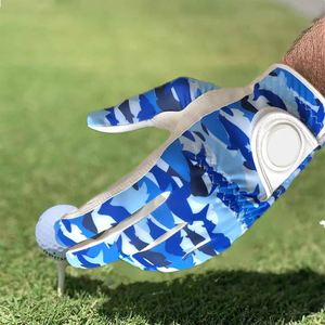 Guantes de Golf de Moda, Cuero Cabretta Azul, Tela de Superfibra, Transpirables, Antideslizantes, Agarre Suave, para Mano Izquierda o Derecha - Product Image 6