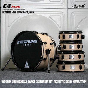 Batterie électronique pleine grandeur pour adultes, 5 fûts et 3 cymbales, enregistrement MIDI USB, coques en bois, peaux de fûts en mesh, batterie acoustique - Product Image 4