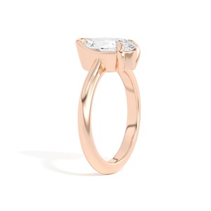 Bague de fiançailles, de mariage et d'anniversaire en or massif 14 carats avec diamant taille émeraude ovale inclinée Ando, certifiée IGI, cadeau de luxe - Product Image 1
