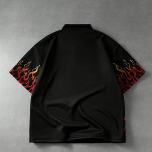 Custom <b>Flame</b> Print Oversized Polo <b>Shirt</b> Men Streetwear Short Sleeve Casual Summer Golf <b>Shirt</b> Unisex OEM Wholesale - Product Image 2