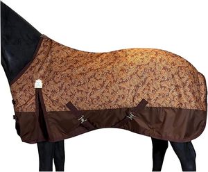 Couverture pour cheval sans rembourrage, imperméable et respirante, pour le printemps et les temps cléments, avec doublure anti-frottement en polaire pour le cou. - Product Image 1