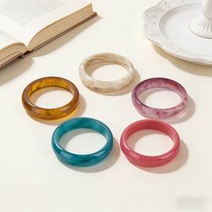 Modern Wide Resin <b>Bangle</b> <b>Bracelet</b> For Women Trendy Fashion Accessory With Smooth Polished Surface - Product Image 4