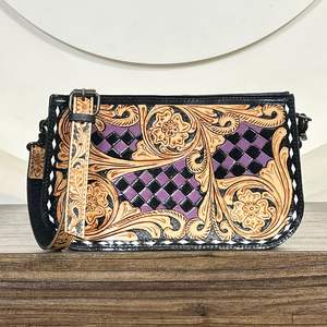 Bolsos de Hombro de Cuero a Cuadros de Primera Calidad para Mujer, Bolsos Cruzados de Gran Capacidad Estilo Occidental, Personalizados - Product Image 4