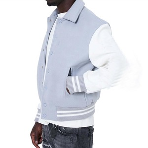Premium Quality <b>Long</b> Sleeve Drop Shoulder Style <b>Men's</b> Clothing Button Down Outerwear <b>Coats</b> OEM Design Blank Letterman Jacket <b>Men</b> - Product Image 3