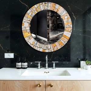 Handmade Contemporary Stone Mosaic <b>Round</b> <b>Mirror</b> REHMAN CRAFT - Product Image 5