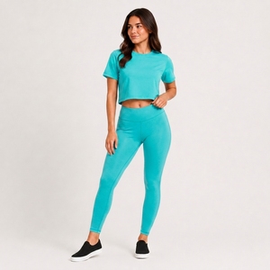 OEM Women Athletic <b>Crop</b> <b>Top</b> Leggings Set Custom Workout Clothing Private Label Fitness Apparel Manufacturer Spandex Quick Dry - Product Image 1