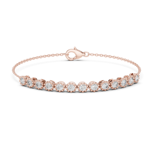 14k Rose Gold Plated Lab Grown Round Cut <b>Diamond</b> Adjustable Unisex Luxury Gold Tennis Style <b>Bracelet</b> Royal Halo Wear - Product Image 1
