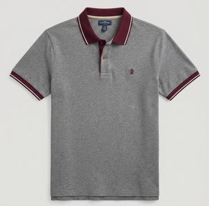 Chemise Homme Noire en Coton Piqué à Manches Courtes Coupe Classique Bordure Contrastante Style Preppy Couleur Unie Logo Avant Respirante 220g - Product Image 3