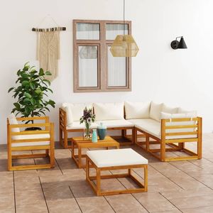 Set Lounge da Giardino in Legno Massello di Acacia Color Crema con Finitura a Olio - Arredamento da Esterno Durevole - Product Image 1
