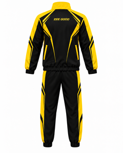 Custom <b>Windbreaker</b> Tracksuit Set Men's <b>Black</b> Yellow Sportswear Lightweight Stand Collar And Custom Logo - Product Image 3