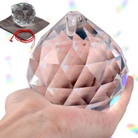Prisme en boule de cristal transparente, attrape-soleil suspendu, sphère en verre pour la décoration intérieure et le Feng Shui