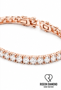 Bracelet tennis en or rose 18 carats avec diamants de laboratoire ronds, bijoux de luxe pour mariages et anniversaires, bracelet scintillant pour tous les jours - Product Image 3