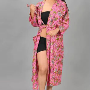 Elegante Kimono de Algodón Tejido de Manga Larga, Camisón, Bata de Baño de Verano, Túnica de Playa de Cobertura Completa para Primavera - Product Image 4