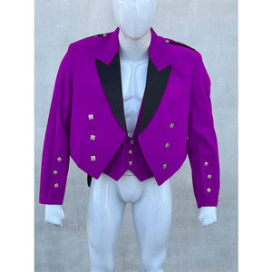 Veste et gilet Prince Charlie en velours violet faits à la main pour mariage écossais, Kilt écossais 2026 - Product Image 1