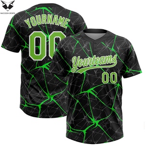 Camiseta de Béisbol para Hombre, Moderna, de Alto Rendimiento, con Logotipo Personalizado, Transpirable, 100% Poliéster, Impresión Digital, Verde y Negro - Product Image 3