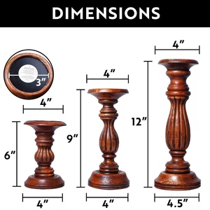 Contemporary design Wooden candle holder 3 <b>pc</b> set pillar candle <b>stand</b> walnut finish decorative candle holder for customizations - Product Image 3