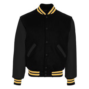 แจ็คเก็ตเบสบอลแขนยาวคลาสสิกสำหรับฤดูหนาว แจ็คเก็ตเบสบอลพรีเมียม แจ็คเก็ตเบสบอลปักตัวอักษรสำหรับผู้ชาย ขายส่ง - Product Image 1