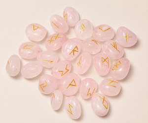 Juego de Siete Chakras de Ágata Natural Grabada con Runas de Cuarzo Rosa, Estilo Feng Shui, Piedras Preciosas Minerales Ecológicas para Recuerdos - Product Image 1