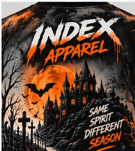 T-shirt à manches courtes pour hommes, motif citrouille d'Halloween, imprimé chauve-souris, coupe régulière, décontracté, col rond - Product Image 3