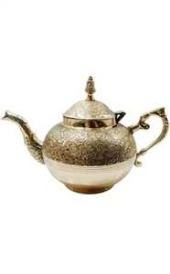 <b>Vintage</b> Silver Moroccan Tea Pot Ornate Engraved <b>Kettle</b> Traditional Serving Pot Eco-Friendly Durable Double Wall for Hospitality - Product Image 2