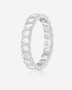 Bague de mariage en or massif 14k 18k avec émeraude et diamant de laboratoire, sertie clos, minimaliste, éternité complète, empilable, pour femme, vente en gros - Product Image 4