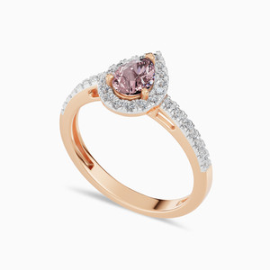 Women's Rose Gold Plated Morganite Pear Cut Engagement <b>Ring</b> Romantic Style Fine Jewelry - Product Image 3