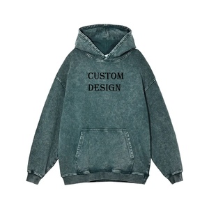High Streetwear Hombres Heavyweight Sudadera con capucha de gran tamaño Personalizada Vintage Acid Wash Look 100% Algodón para el invierno - Product Image 5