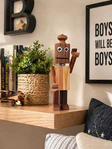 Statue de robot artisanale en bois, figurine décorative en bois naturel pour l'étagère du salon et les cadeaux - Product Image 2