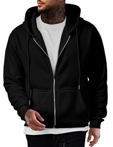 Sweat à capuche zippé personnalisable, best-seller, Hysaf Apparels Co, en molleton de coton noir, avec fermeture éclair YKK, coupe décontractée - Product Image 4