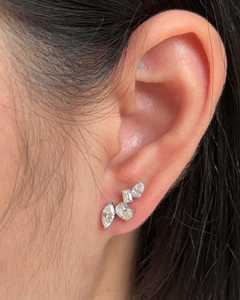Boucles d'oreilles Ear Climber en or massif 14K 18K, avec diamants de laboratoire aux coupes poire, marquise, émeraude, ovale, bijoux fins de déclaration pour mariée, vente en gros - Product Image 6