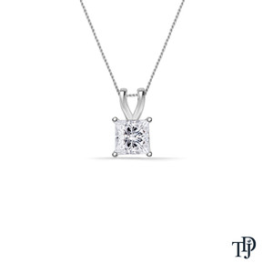 Pendentif en or 14 carats avec diamant de laboratoire taille princesse, solitaire, à quatre griffes et attache en V, OEM, vente en gros, fabricant pour la vente au détail - Product Image 2