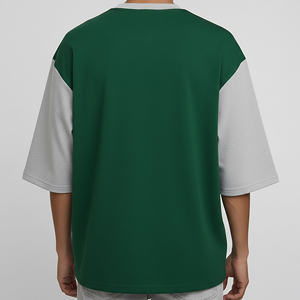 High Quality Custom Made Crew Neck Color Block Hip Hop Loose Fit Gym Wear T-Shirt Man Plus Size Streetwear 100% Cotton - Product Image 5