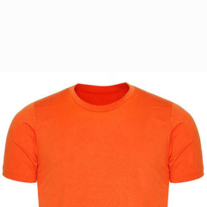 Camiseta de Manga Corta para Hombre, Cuello Redondo, Color Naranja, Corte Regular, Informal, Color Sólido, Tejido de Punto - Product Image 6