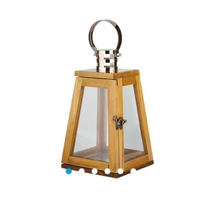 Portavelas Decorativo de Madera con Puerta de Vidrio y Asa de Cuerda, Centro de Mesa Rústico para Bodas - Product Image 3
