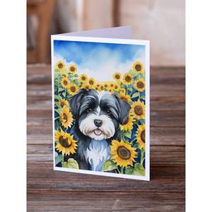 Whimsical Havanese in Sunflowers A7 Tamaño 5x7 Tarjetas de notas en blanco Paquete de 8 con sobres Tarjetas de felicitación - Product Image 2