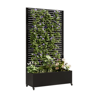 Metal <b>Planter</b> Box Trellis 4 Wheels Raised Garden Bed Privacy <b>Screen</b> for Climbing Plants Vegetables Vines Flower Pots <b>Planters</b> - Product Image 2