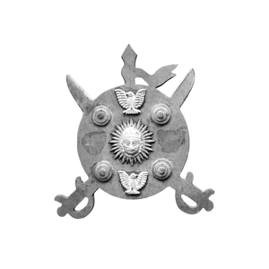 Mewar Shield Balaustrada de Aluminio con Medallón de Hierro Fundido, Escudo de Sables Cruzados, Emblema Solar y Placa de Aves, para Entrada de Villa de Lujo - Product Image 2
