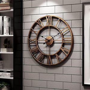 <b>Large</b> Vintage Roman Numeral Wall <b>Clock</b> with Rustic Wooden Finish for Home Living Room Office Decor Decorative Wall <b>Clock</b> - Product Image 4