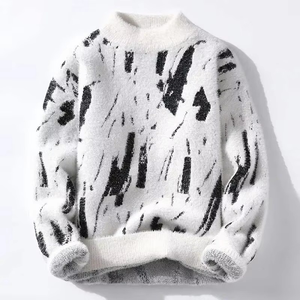 Suéter de Punto Trenzado Grueso para Hombre, Tejido Cálido y Suave, Manga Larga, Informal, Transpirable - Product Image 2