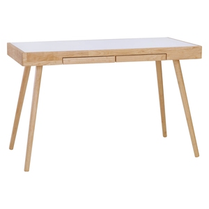 Escritorio de Estudio Moderno Blanco con Patas de Madera Cónicas para Lectura y Trabajo en el Hogar - Product Image 1