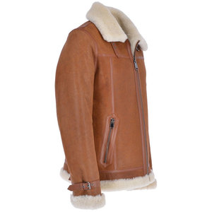Winter <b>Fur</b> Shearling Camel <b>Leather</b> Jacket/Genuine <b>Leather</b> Shearling <b>Fur</b> Jacket/Custom OEM <b>Coat</b> Jacket for Men - Product Image 2